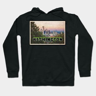 Greetings from Washington - Vintage Travel Postcard Design Hoodie